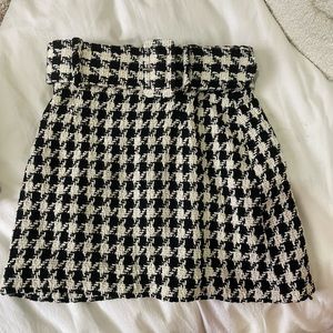 Zara houndstooth skirt with belt